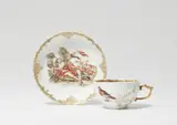 A Meissen porcelain cup and saucer with "hausmaler" decor by Meissen Royal Porcelain Manufactory, sold May 2022