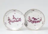 A pair of large Meissen porcelain dishes with fantastic beasts by Meissen Royal Porcelain Manufactory, sold May 2022