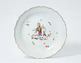 A round Meissen porcelain platter with Chinoiserie decor by Meissen Royal Porcelain Manufactory, sold May 2022