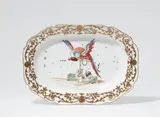 A large Meissen porcelain platter with a parrot and a Bolognese dog by Meissen Royal Porcelain Manufactory, offered May 2022