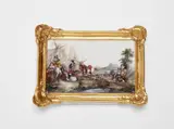 Philips Wouwerman, A Meissen porcelain tableau "At the Sutler's Tent"