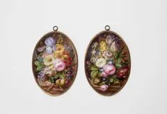 Sèvres, A pair of oval porcelain plaques with floral still lifes