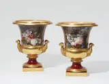 A pair of Nymphenburg porcelain vases with floral still lifes by Nymphenburg, offered May 2022