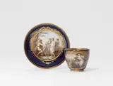 A Meissen porcelain cup and saucer with scenes after Angelika Kauffmann by Meissen Royal Porcelain Manufactory, sold May 2022