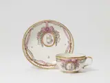 A Nymphenburg porcelain cup and saucer with three portraits by Nymphenburg, offered May 2022