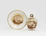 A Meissen porcelain cup and saucer with mythological scenes by Meissen Royal Porcelain Manufactory, sold May 2022