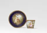 A Meissen porcelain cup and saucer with scenes after Angelika Kauffmann by Meissen Royal Porcelain Manufactory, sold May 2022