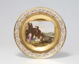 A Berlin KPM porcelain plate with bathing nymphs after Jacob Philipp Hackert by Königliche Porzellanmanufaktur Berlin Kpm, sold May 2022