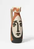 Pablo Picasso, Visage, 1955, Ceramic jug. White clay with brown and black engobe painting, glazed inside; ceramic, Madoura edition