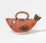 Pablo Picasso, Sujet Poisson, 1952, Ceramic jug with handle. Red clay with black and white engobe painting; ceramic, Madoura edition