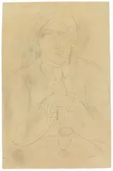 Amedeo Modigliani, Chaïm Soutine assis à une table, 1917