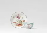 Meissen Royal Porcelain Manufactory, A Meissen porcelain tea bowl and saucer with turquoise ground and 'indianische blumen'