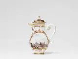Meissen Royal Porcelain Manufactory, A Meissen porcelain coffee pot with landscape decor
