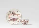 Meissen Royal Porcelain Manufactory, A Meissen porcelain tea bowl and saucer with merchant navy scenes