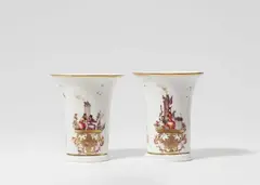 Meissen Royal Porcelain Manufactory, A rare pair of Meissen porcelain vases with chinoiseries