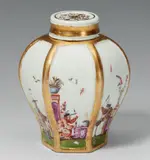 Meissen Royal Porcelain Manufactory, A Meissen porcelain tea caddy with chinoiserie decor