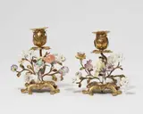 Meissen Royal Porcelain Manufactory, A pair of small candlesticks with porcelain figures