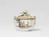 Meissen Royal Porcelain Manufactory, A Meissen porcelain sugar box with a Watteau scene