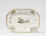 Meissen Royal Porcelain Manufactory, A Meissen porcelain platter with a pastoral scene after Watteau