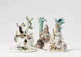Meissen Royal Porcelain Manufactory, Three Meissen porcelain allegorical figures representing Africa, Asia, and America