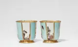 Meissen Royal Porcelain Manufactory, A pair of Meissen porcelain bottle coolers with finely painted landscapes