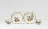 Meissen Royal Porcelain Manufactory, Four items of Meissen porcelain with Watteau scenes