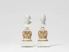 Fürstenberg, Fürstenberg porcelain busts of Duke Carl of Brunswick-Lüneburg and Princess Augusta Dorothea