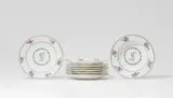 Sèvres, Nine Sèvres porcelain plates from a service monogrammed FG