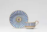 Meissen Royal Porcelain Manufactory, A blue and white striped Meissen porcelain cup and saucer