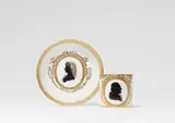 Gottlob Samuel Mohn, A Meissen porcelain cup with a portrait of Count Camillo Marcolini and a saucer with Maria Anna O'Kelly