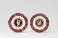 Sèvres, Two Sèvres porcelain plates with cameo portraits of Julius Caesar and Trajan