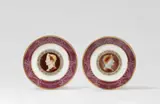 Sèvres, Two Sèvres porcelain plates with cameo portraits of Julius Caesar and Trajan