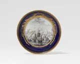 Meissen Royal Porcelain Manufactory, A Meissen porcelain saucer with the siege of Gibraltar