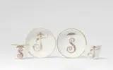 Meissen Royal Porcelain Manufactory, Two Meissen porcelain cups and saucers monogrammed S and T