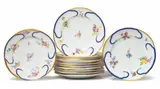 Sèvres, Twelve Sèvres soft-paste porcelain cabbage leaf plates