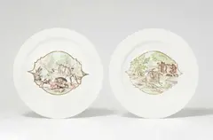 Meissen Royal Porcelain Manufactory, Two Meissen porcelain plates with hunting scenes