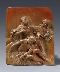 Meissen Royal Porcelain Manufactory, An important Meissen Böttger stoneware relief with the Lamentation