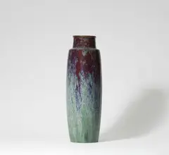 Pierre-Adrien Dalpayrat, A stoneware vase by Pierre-Adrien Dalpayrat, Potted stoneware vase with a copper green and ox-blood red flow glaze. Incised signature “Dalpayrat” and “99” and “MADE IN FRANCE”. H