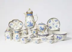 Königliche Porzellanmanufaktur Berlin Kpm, A rare blue Berlin KPM porcelain coffee service made for the Prussian court