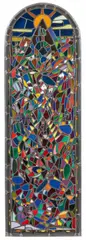 Adolf Hölzel, Fenster "Lesende", 1926, Leaded glass window, partly painted with black solder