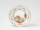 Meissen Royal Porcelain Manufactory, A Meissen porcelain dish with a Dutch view