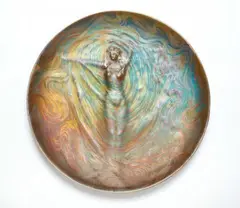 C Massier, A unique ceramic dish depicting the dancer Loïe Fuller