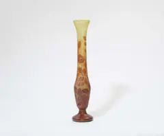 Daum Frères Nancy, A Daum frères vase "à branches de hêtre", Etched glass with yellow and brown inclusions. With "DAUM NANCY" signature in relief with cross of Lorraine. H
