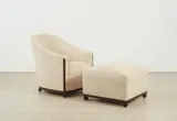 Jules Leleu, A Jules Leleu armchair and foot stool