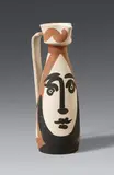 Visage by Pablo Picasso, Circa 1955, Ceramic jug. White clay, with brown and black engobe painting, glazed inside; ceramic, Madoura edition, sold Jun 2020
