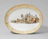Nymphenburg, An oval Nymphenburg porcelain plaque with a peasant scene