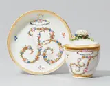 Nymphenburg, A Nymphenburg porcelain cup and cover monogrammed JR