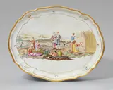 Nymphenburg, An oval Nymphenburg porcelain platter with a harvest scene