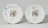 Nymphenburg, Two Nymphenburg porcelain plates with flowers and hazelnuts
