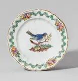 Nymphenburg, A Nymphenburg porcelain plate with birds and a green ribbon